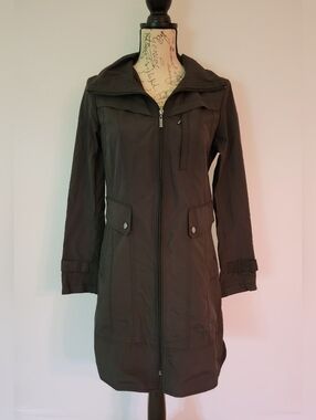 Cole Haan Women's Black Hooded Rain Coat Size  S
